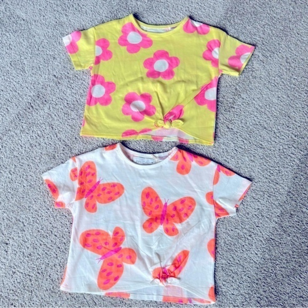 Zara girls bundle of two short sleeve tshirts with front knot size 1 1/2 years